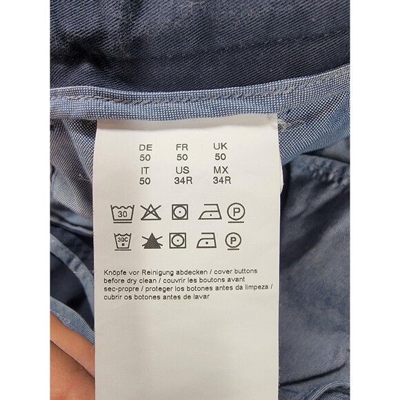 Hugo Boss BOSS Pants Mens 34R Navy Stretch Cotton Chino Flat Front Dress Casual - Picture 10 of 16